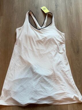 all in motion Light Pink Racerback Tank Dress with Black Trim